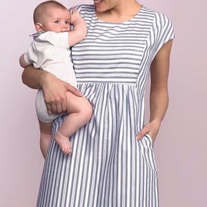 Seraphine cotton striped maternity/nursing dress
